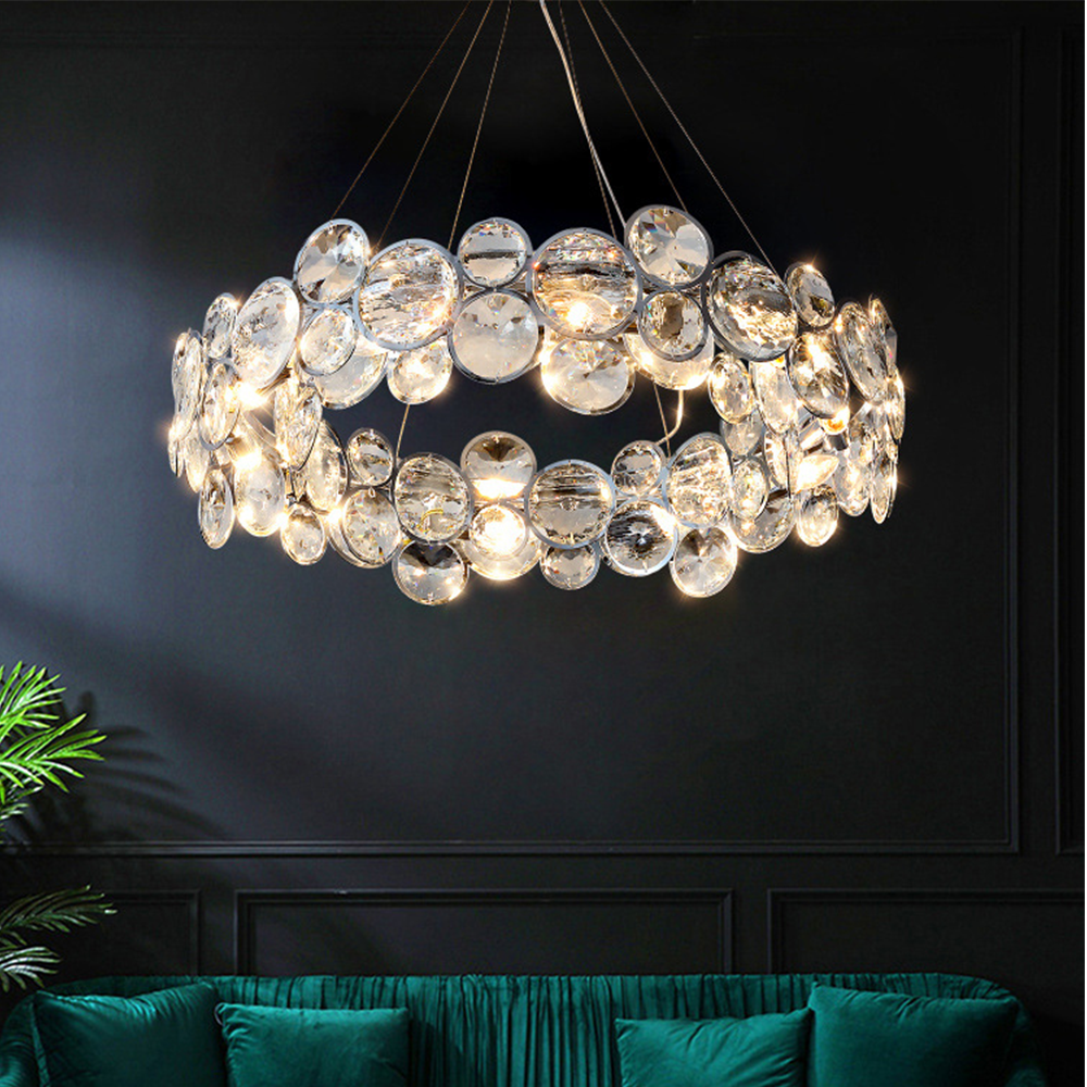Kristy Moderno LED Rotondo Lampadari Cristallo Metallo Soggiorno