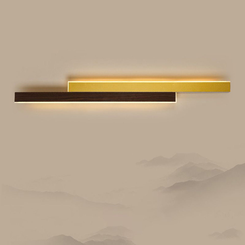 Muto Design LED Applique Metallo Acrilico Marrone/Legno Duo-Lineare Bagno