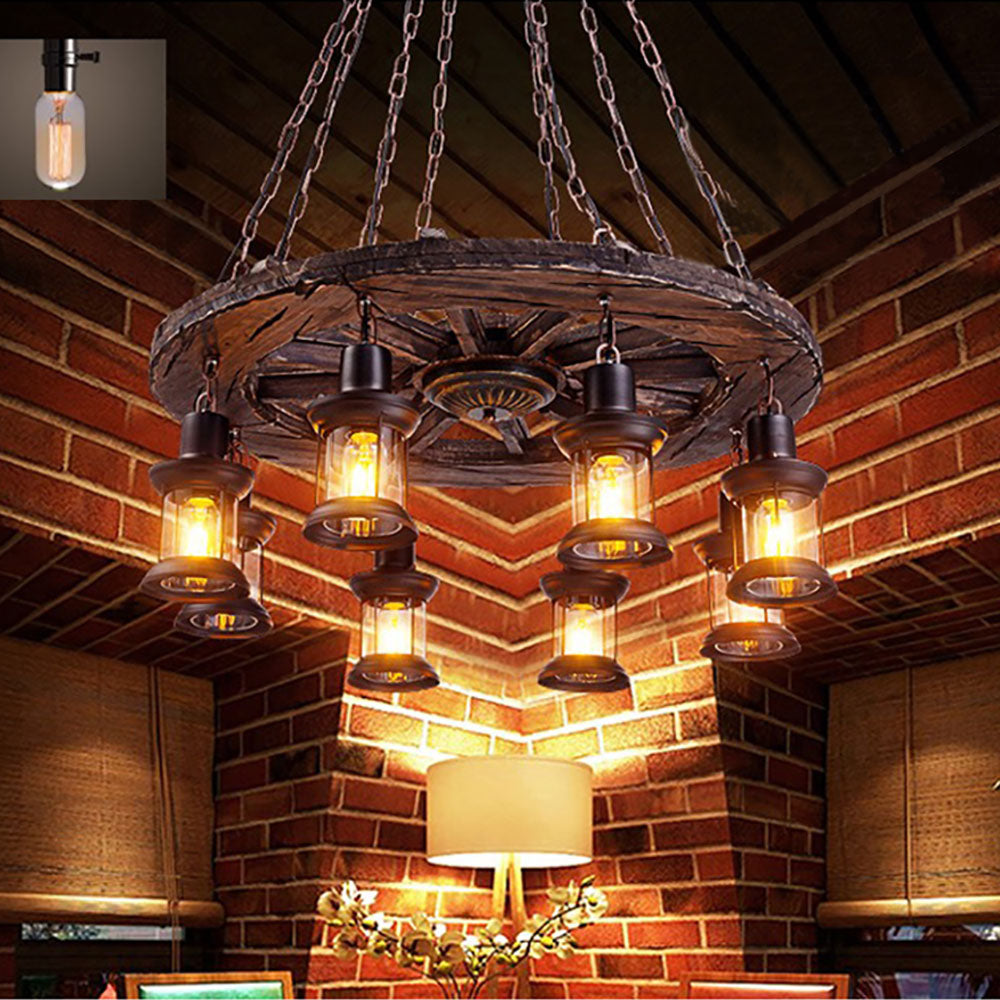 Epoch Lampade a Sospensione Vintage Timone Metallo Legno Noce Soggiorno