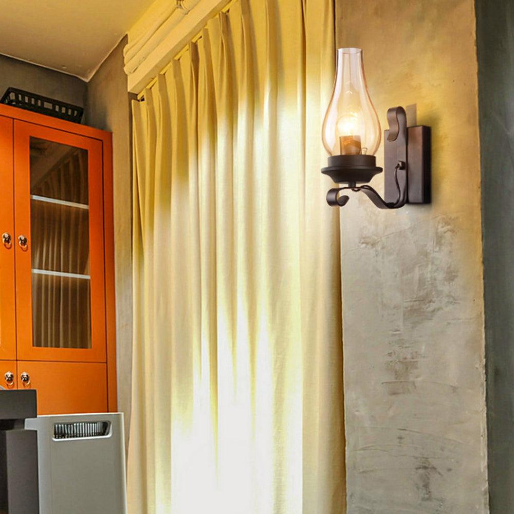 Silva Vintage LED Candela Applique Metallo/Legno Soggiorno