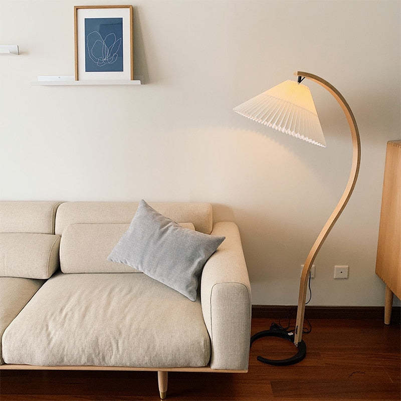 Muto Minimalista LED Lampada da Terra Metallo Legno Arco Soggiorno/Camera da Letto
