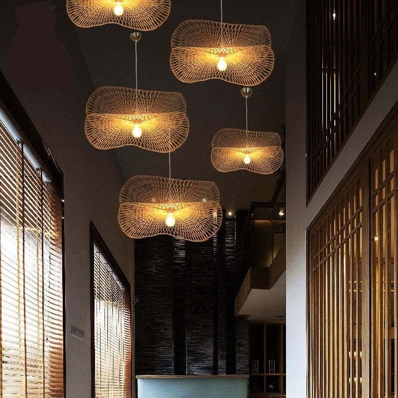 Muto Lampada a Sospensione Rattan Intrecciato Sala da Pranzo/Camera da Letto/Ristorante
