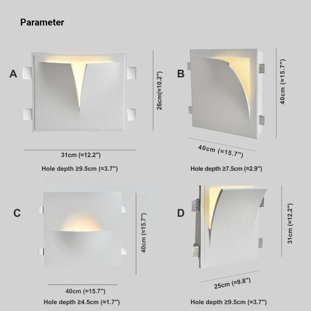 Aria Metallo Gesso Moderno LED Applique da Incasso