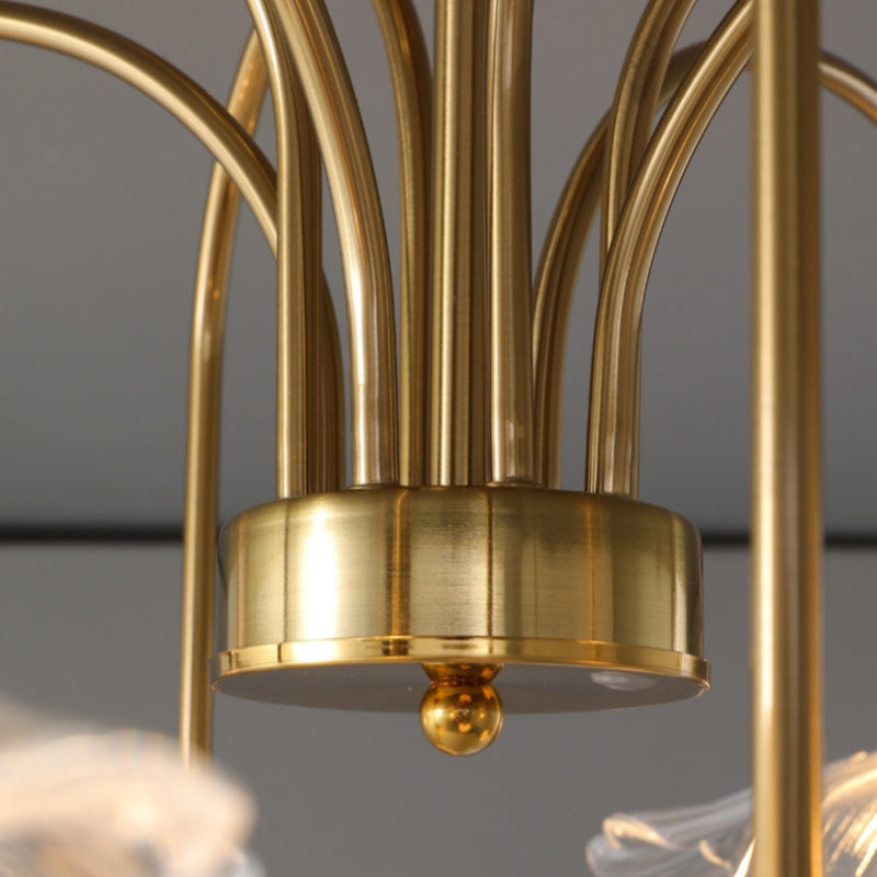 Valentina Nordico Metallo/Vetro Lux Lampadario Brass Camera da letto/Soggiorno