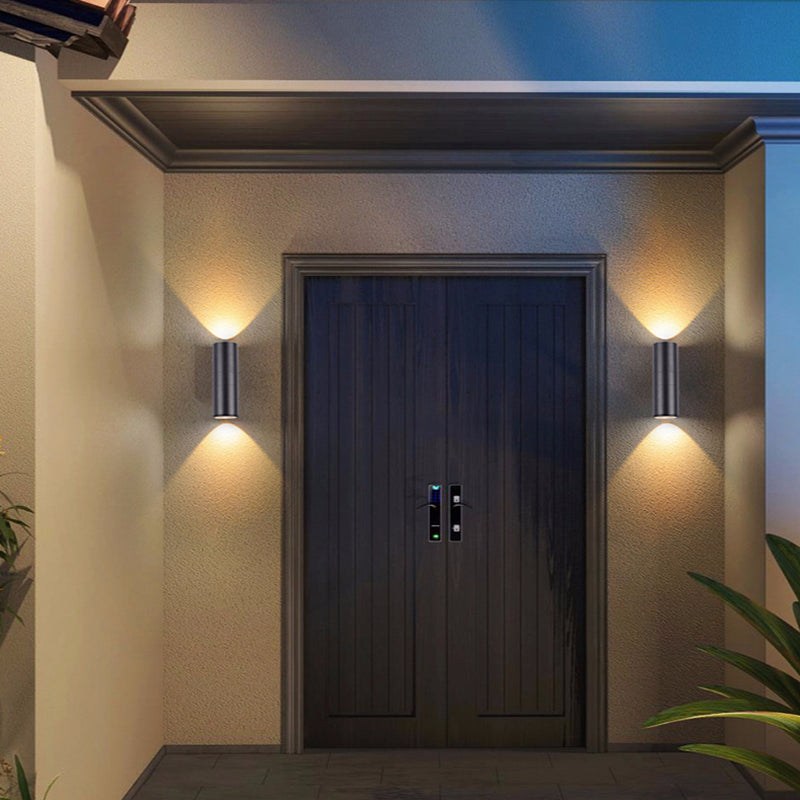 Ray Moderne LED Lampade da Esterno Metallo Nero Doppio-Luci Minimalista