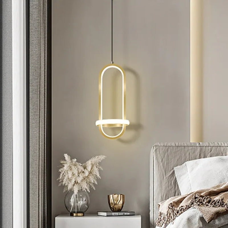 Arisha Minimalista Moderna LED Lampada a Sospensione Squillo LED Nero/Oro Soggiorno/Camera da Letto