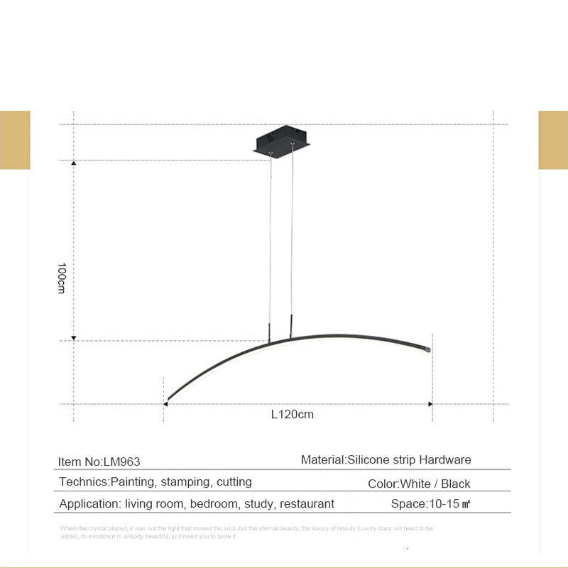 Arisha Moderna LED Curvo Lineare Lampada a Sospensione Nero/Bianco Sala da Pranzo/Soggiorno/Camera da Letto