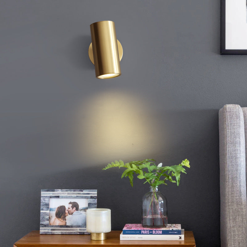 Arisha Moden LED Minimalismo Applique Cilindrica Metallo Oro/Nero Soggiorno/Camera da Letto