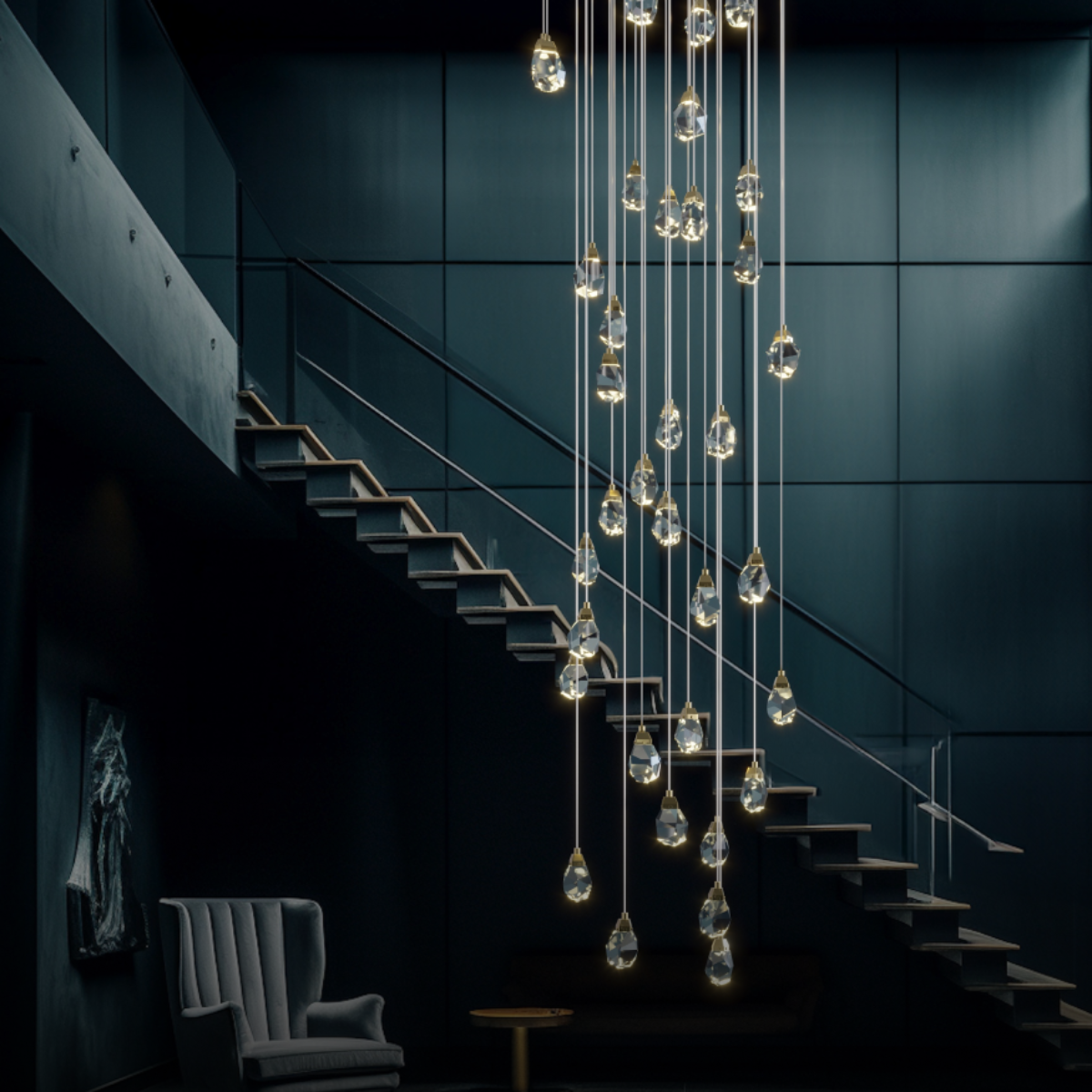 Kristy Design Cristallo LED Metallo Lampade a Sospensione Oro Soggiorno