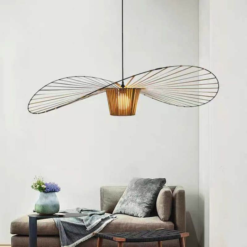 Ritta Lampade a Sospensione Tessuto Nero/Bianco/Oro/Marrone Fiore Moderne