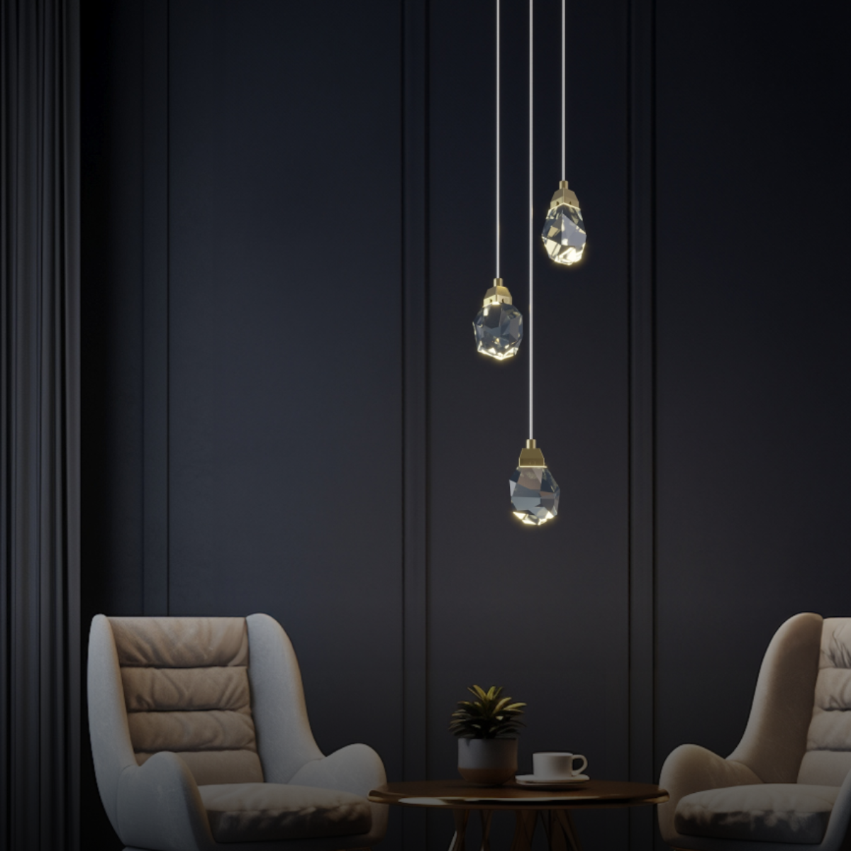Kristy Design Cristallo LED Metallo Lampade a Sospensione Oro Soggiorno