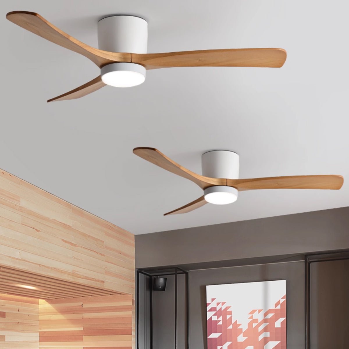 Ventilatore da soffitto Nordico Ezra con luce, opzione finitura nera