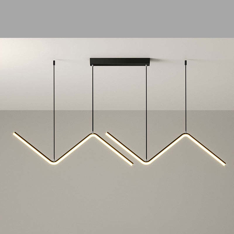 Arisha Moderne LED Lampade a Sospensione Nero/Oro Metallo Lineare Ondulato Doppio Soggiorno/Camera da Letto
