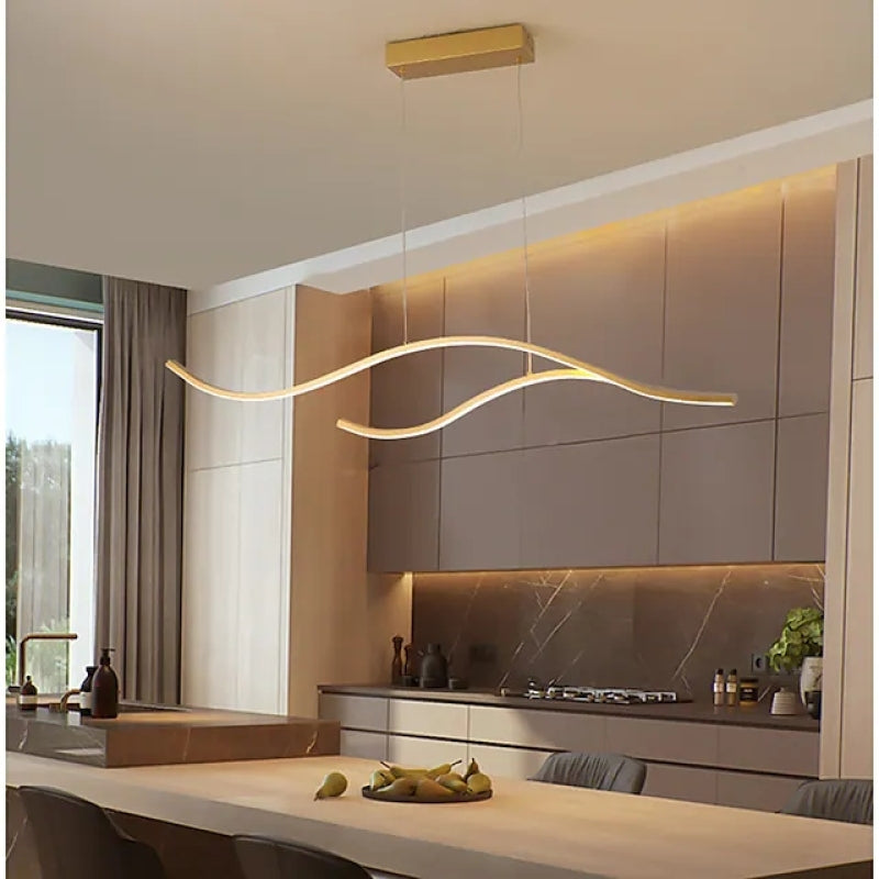 Arisha Curvo Moderno Lineare Lampade a Sospensione Nero/Oro LED