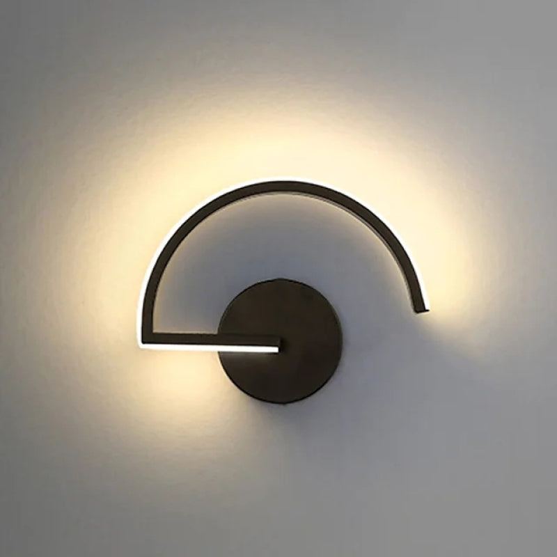 Arisha Minimalista Lineare LED Semicircolare Metallo Applique Nero/Bianco Soggiorno/Camera da Letto