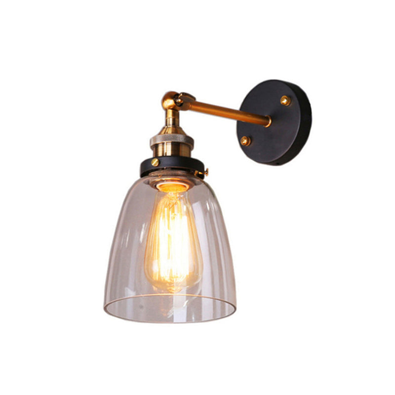 Epoch Vintage Industriale LED Applique Metallo Vetro Nero Soggiorno/Camera da Letto