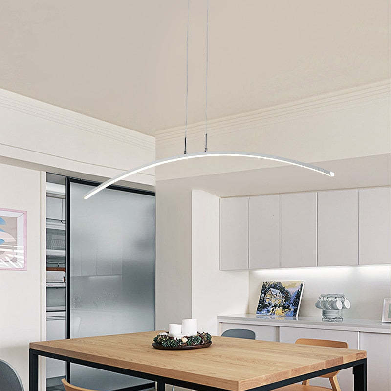 Arisha Moderna LED Curvo Lineare Lampada a Sospensione Nero/Bianco Sala da Pranzo/Soggiorno/Camera da Letto