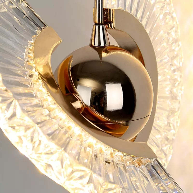 Kristy Design Lusso LED Lampada a Sospensione Metallo Acrilico Oro Soggiorno/Camera da Letto