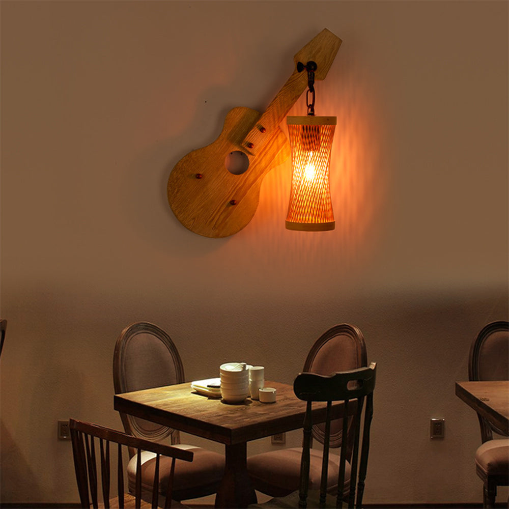 Silva Moderni Design LED Chitarra Applique Metallo Legno Soggiorno/Camera da Letto