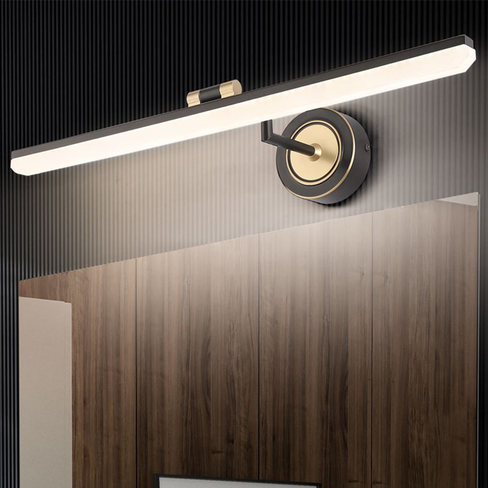 Arisha Design Vintage LED Applique Rettangolo Lineare Specchio Metallo Anteriore Nero/Oro Bagno