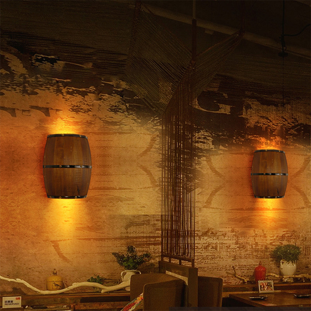 Silva Vintage Industriale LED Applique Botte Metallo Legno Marrone Soggiorno/Camera da Letto