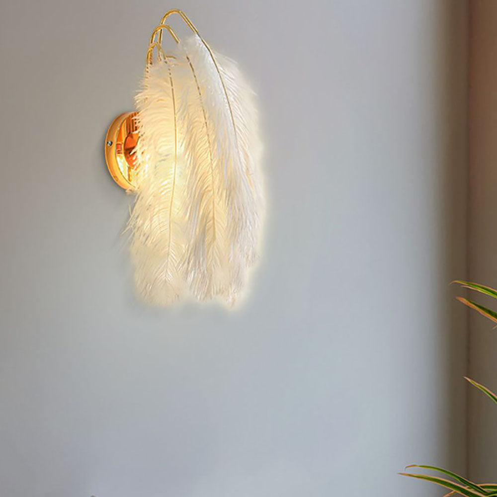 O'Moore Moderno Arte Deco LED Applique Metallo/Piuma Oro Soggiorno/Camera da Letto