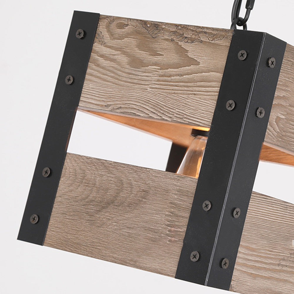 Silva Design LED Quadrato Lampade a Sospensione Metallo/Legno Soggiorno/Camera da Letto