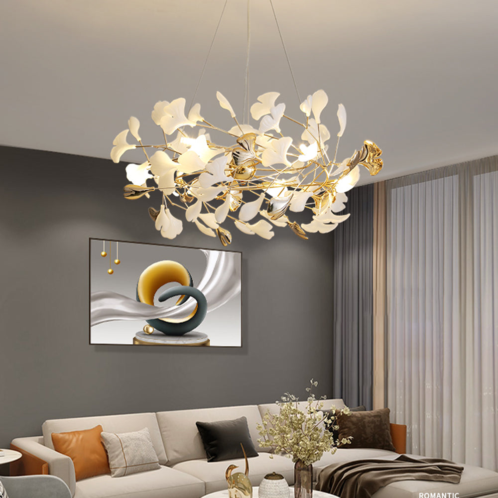 Olivia Moderne LED Lampade a Sospensione Ginkgo Biloba Metallo Oro Petalo Soggiorno/Camera da Letto