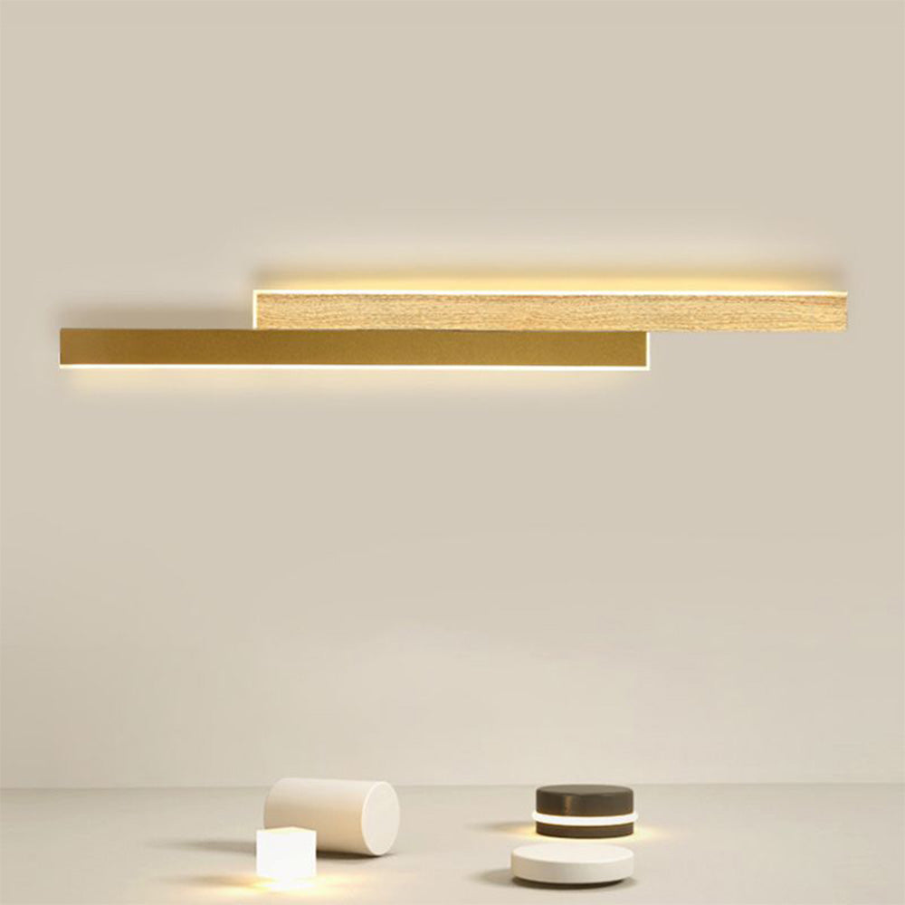 Muto Design LED Applique Metallo Acrilico Marrone/Legno Duo-Lineare Bagno