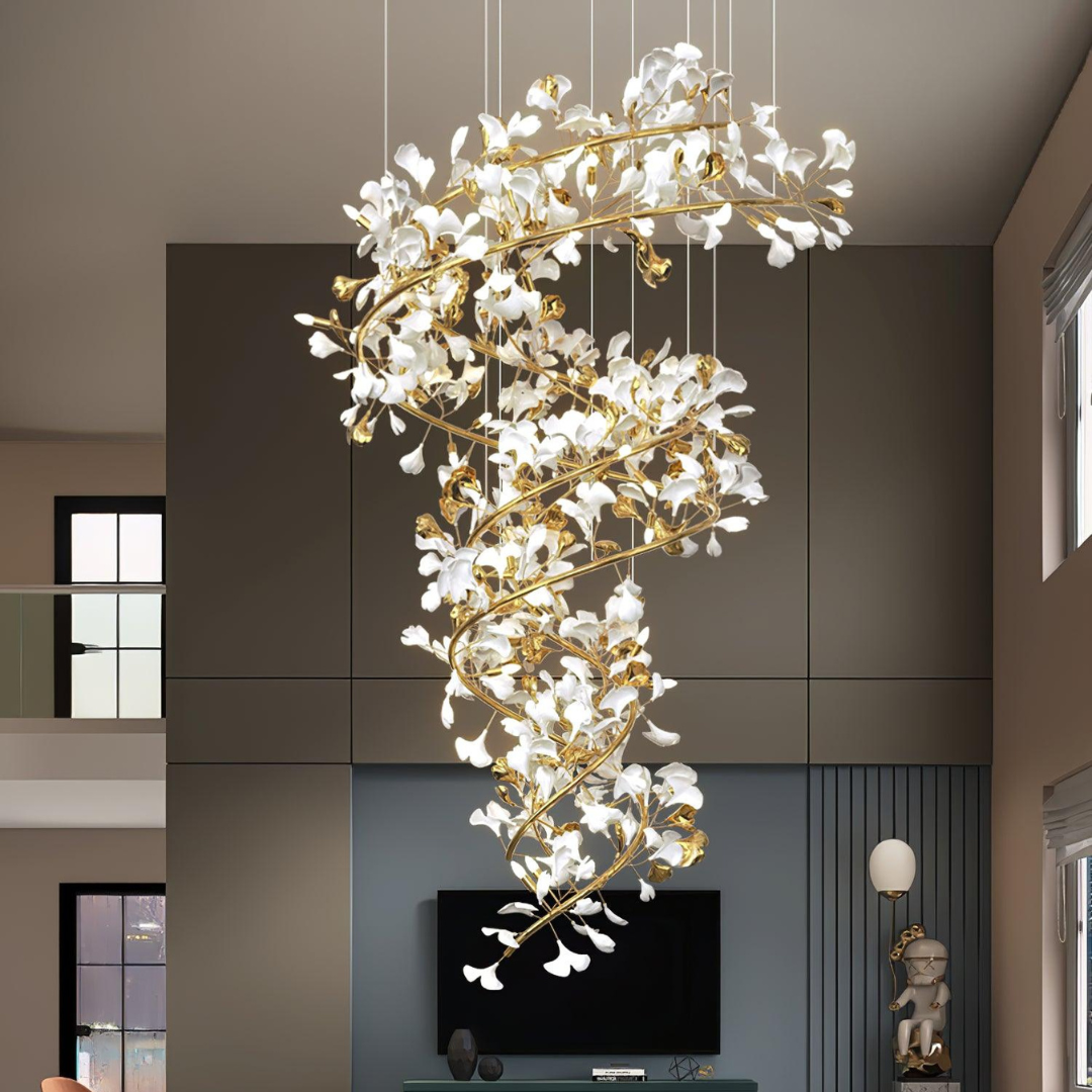 Olivia Design Bellissimo LED Lampade a Sospensione Spirale Ginkgo Biloba Metallo Ceramico Soggiorno/Camera da Letto