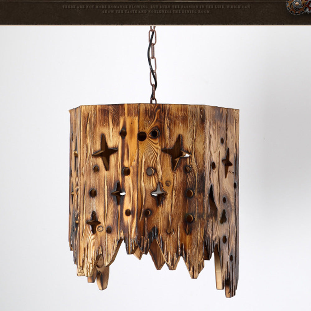 Epoch Lampada a Sospensione Metallo/Legno Stellato Retro Soggiorno