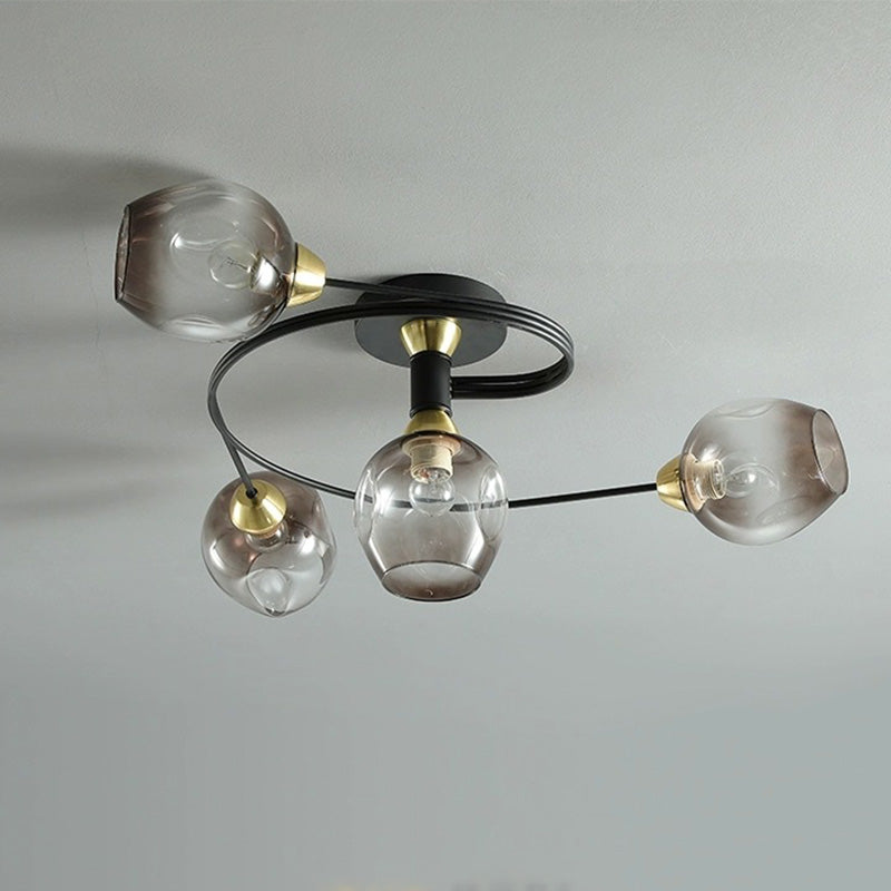Valentina Moderno LED Spirale Plafoniere Metallo Vetro Nero/Oro Sala da Pranzo/Soggiorno/Camera da Letto