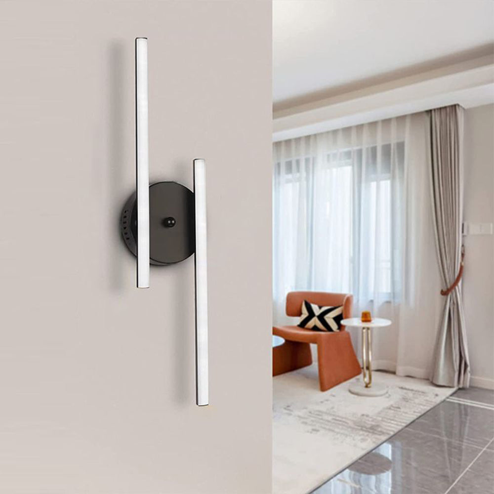 Arisha Moderne LED Applique Moppia Lineare Metallo Nero/Argento Bagno