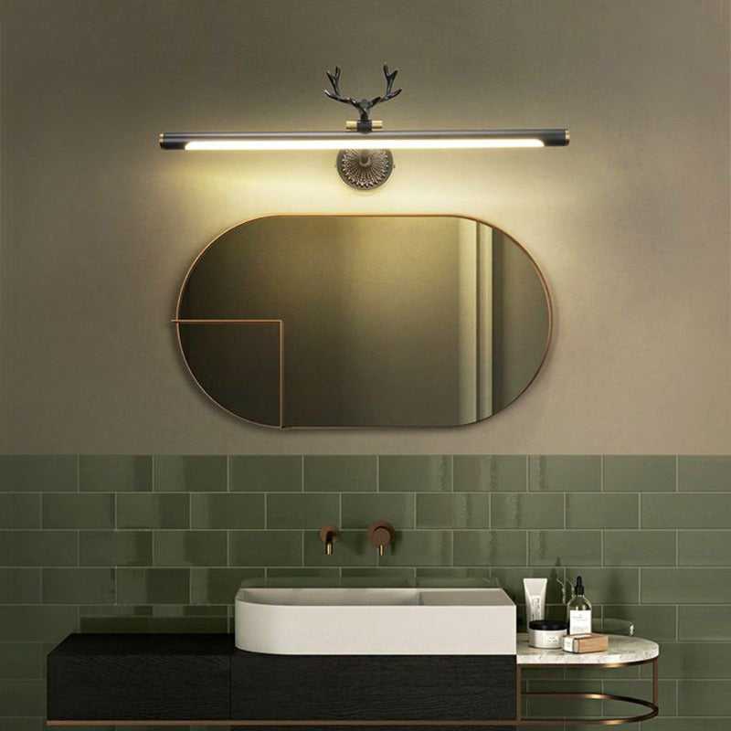 Arisha Applique Moderno LED Corno Cervo Forma Vanità Specchio Anteriore Nero/Ottone