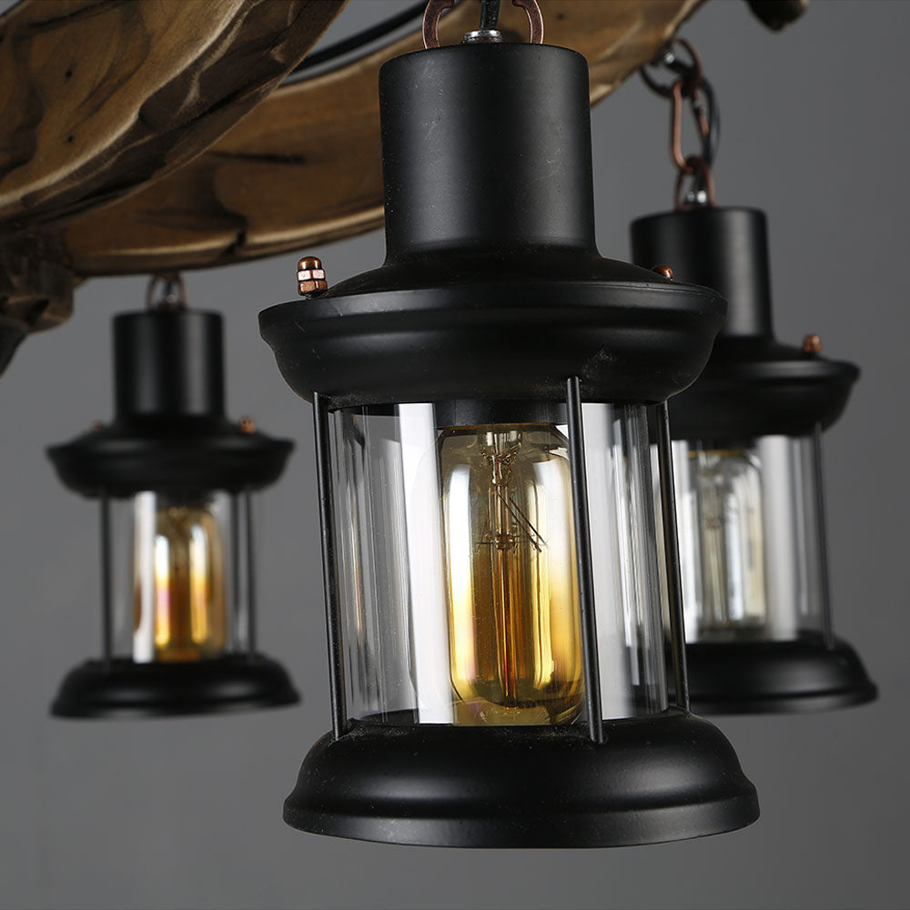 Epoch Vintage Industriale LED Lampade a Sospensione Nero Metallo/Legno Soggiorno/Camera da Letto