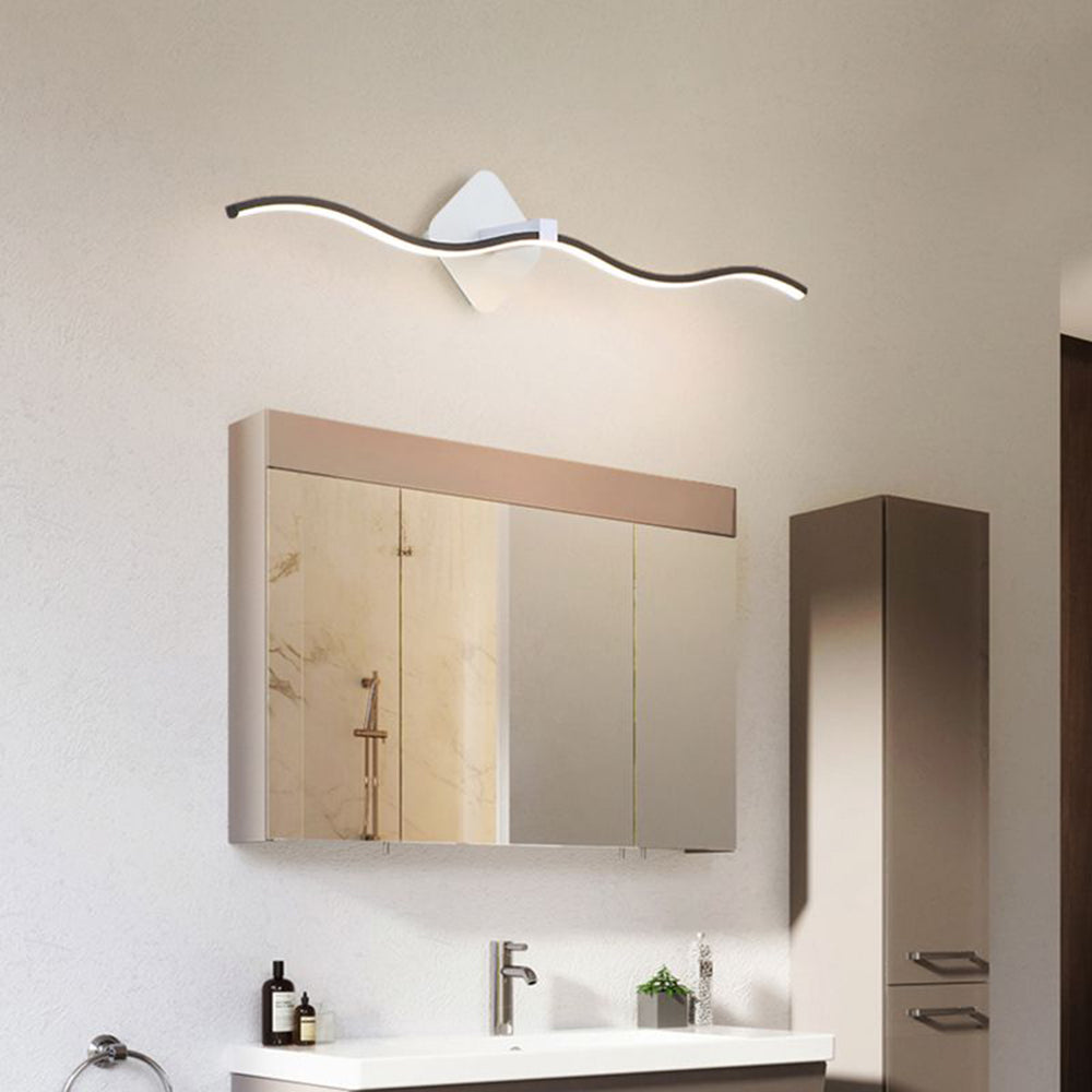 Arisha Minimalista LED Applique Onda Lineare Metallo Nero/Bianco Bagno