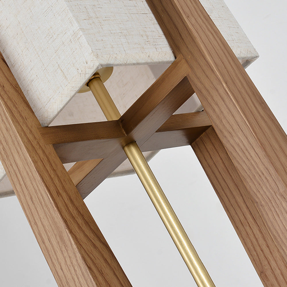 Muto Moderne LED Lampada da Terra Rettangolare Legno/Tessuto