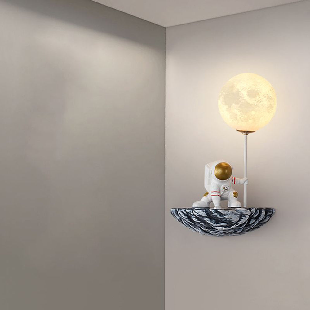 Aria Design LED Astronauta Decorativo Applique Metallo Vetro Acrilico Bianco/Blu-Bianco Soggiorno/Camera da Letto