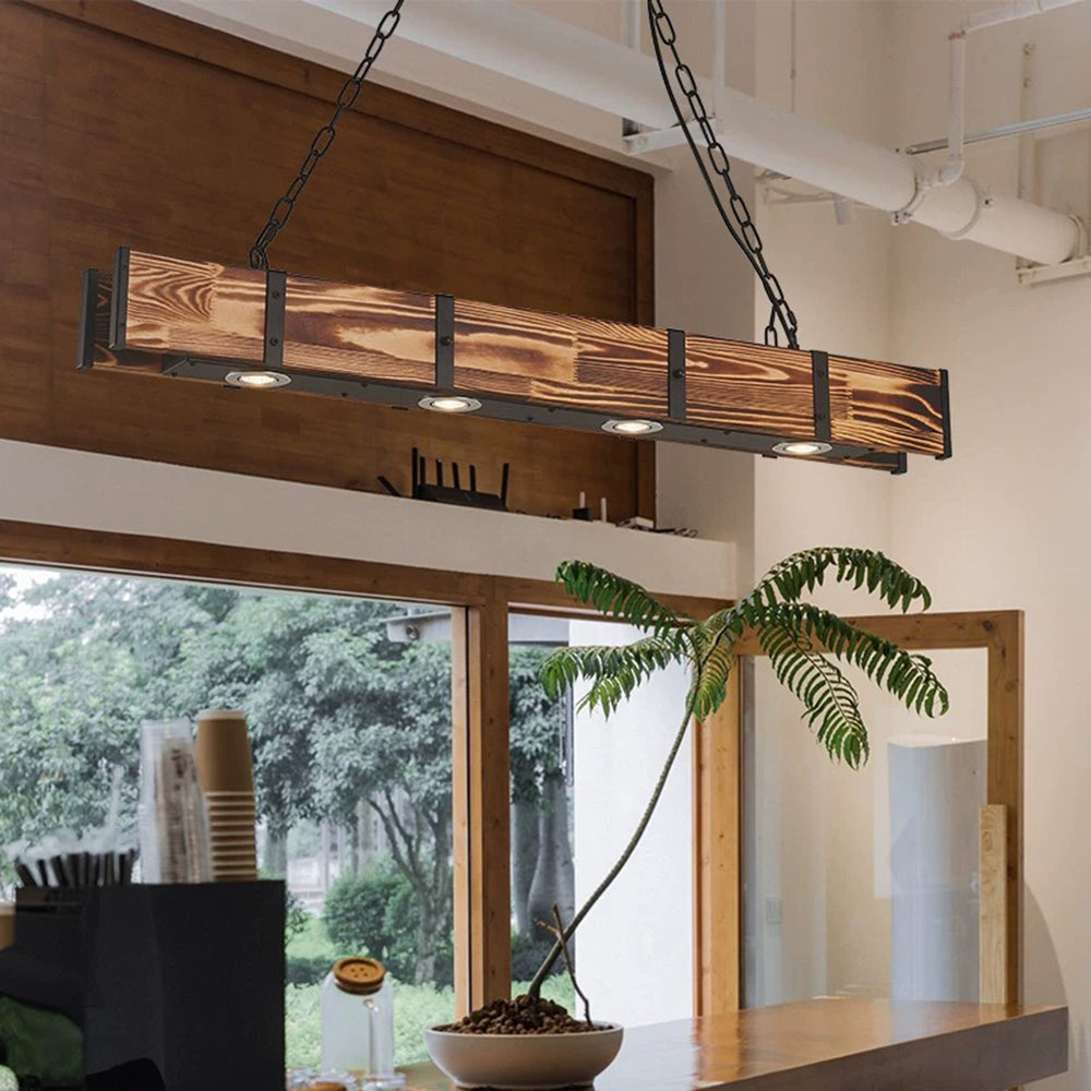 Silva Vintage LED Lampada a Sospensione Legno Lineare Soggiorno/Ristorante