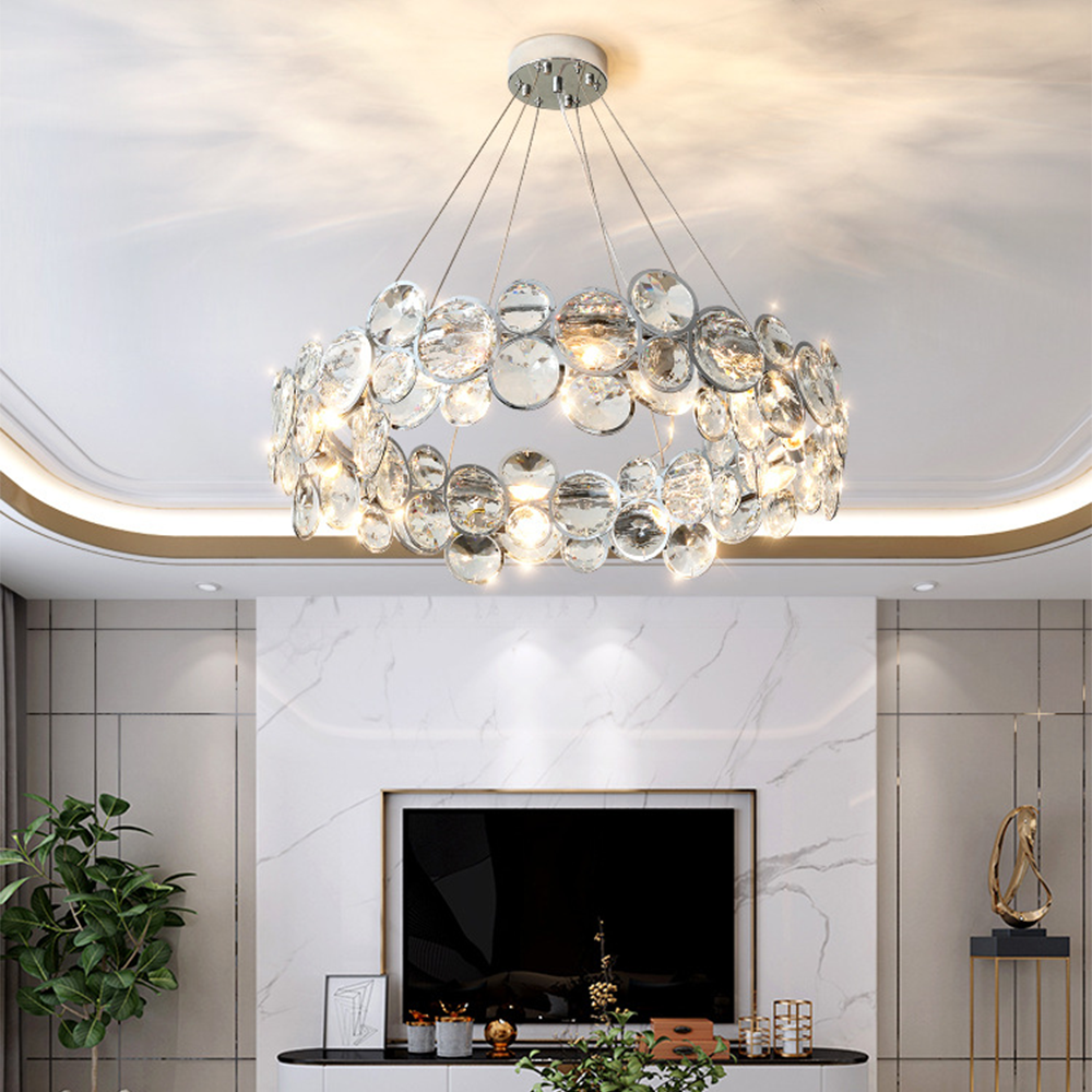 Kristy Moderno LED Rotondo Lampadari Cristallo Metallo Soggiorno