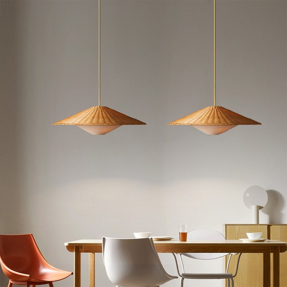 Ritta Tessuto a Mano Retro Lampade a Sospensione Rattan Camera da Letto