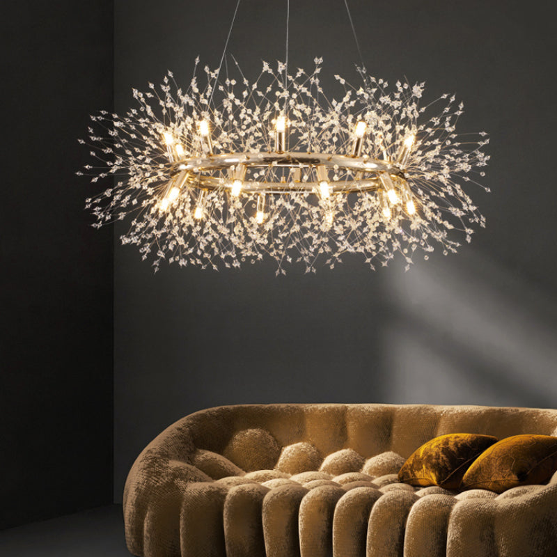 Arisha Lampada a Sospensione LED Moderna Dente di Leone in Metallo Oro/Cristallo