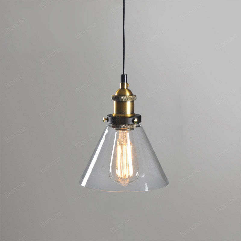 Arisha Industriale LED Lampada a Sospensione Vetro Chiaro/Ambra/Grigio Fumo