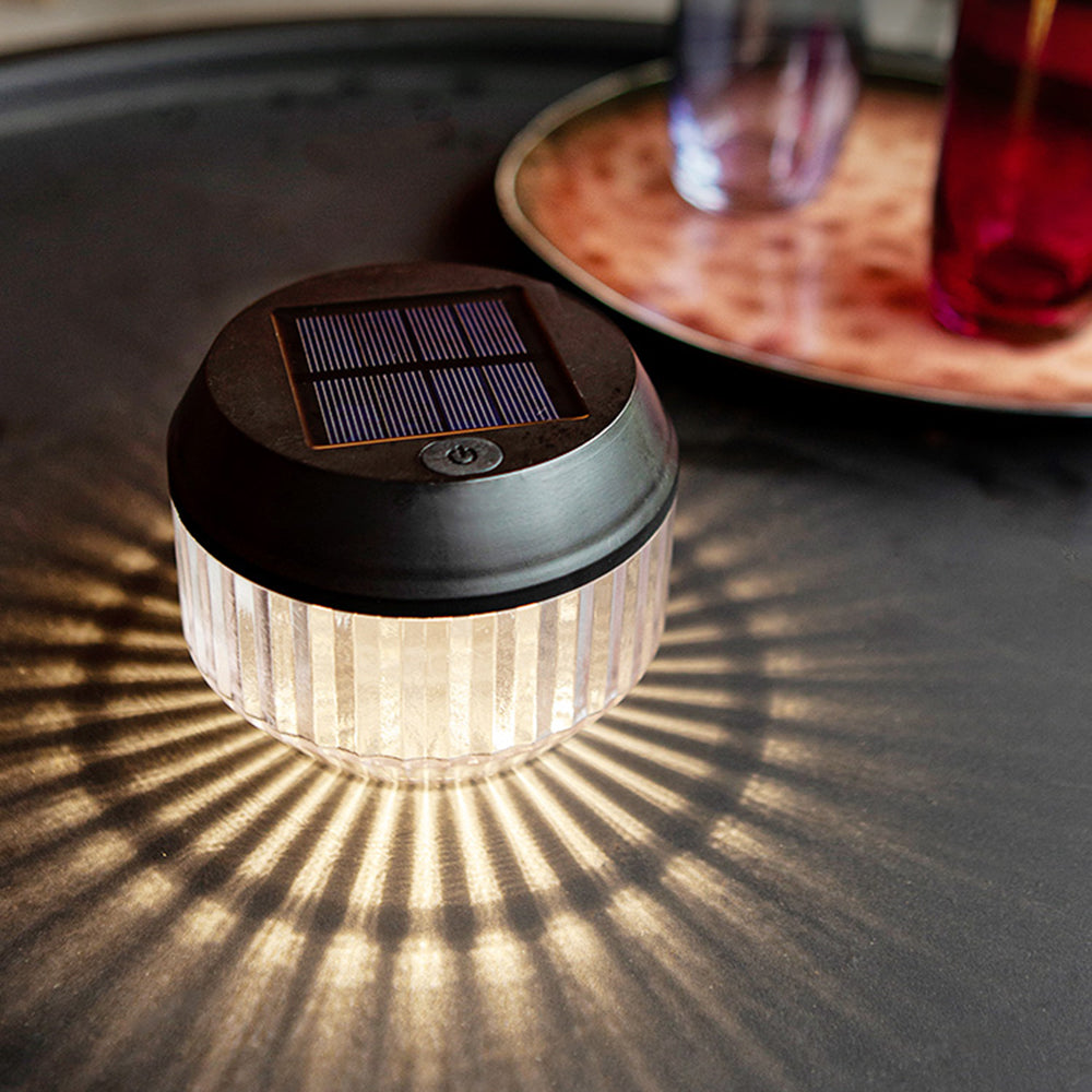 Ray Lampade da Tavolo Esterno Rotondo LED Solare Alimentato Bianco Giardino