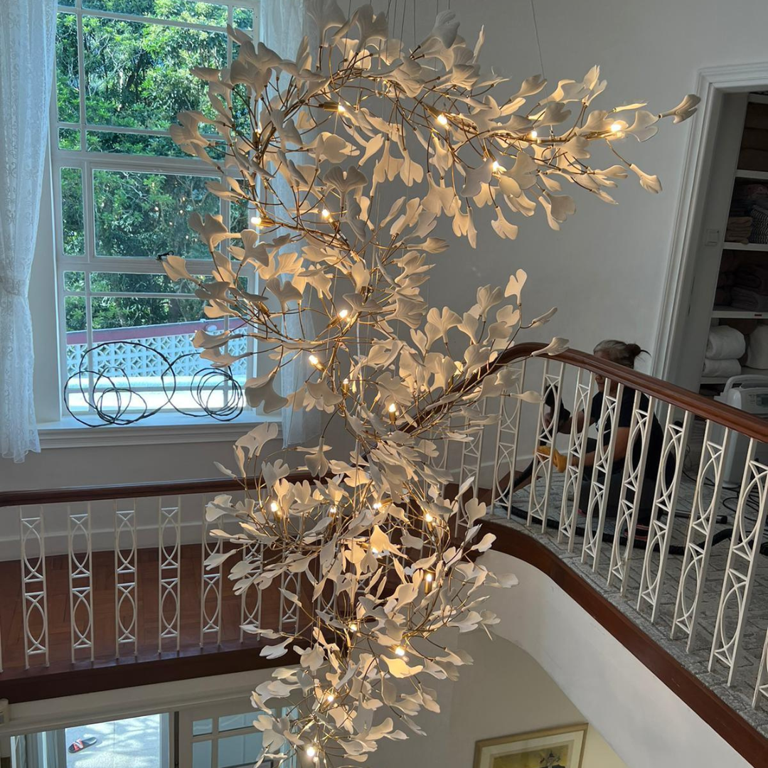 Olivia Design Bellissimo LED Lampade a Sospensione Irregolare Ginkgo Biloba Metallo Ceramico Soggiorno