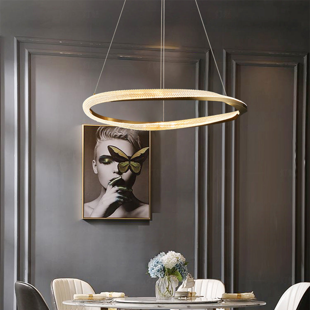 Kristy Minimalismo LED Squillo Lampade a Sospensione Metallo Acrilico Oro/Nero Soggiorno/Camera da Letto