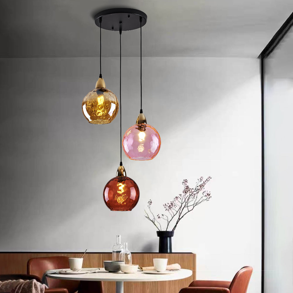 Valentina Design LED Lampada a Sospensione Vetro Ripple Acqua Variopinte Ciondolo Sfera Soggiorno/Camera da Letto