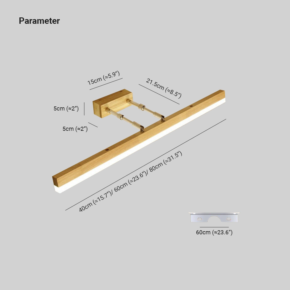 Muto Minimalismo Classico LED Applique Lungo Metallo Legno Vanità Specchio Bagno/Sala Studio