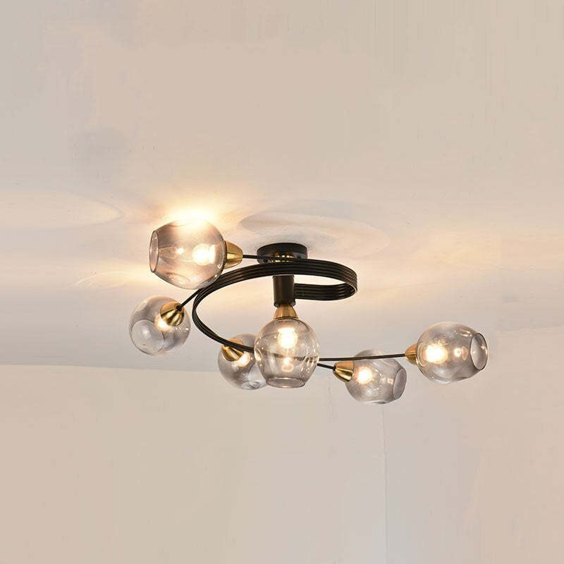 Valentina Moderno LED Spirale Plafoniere Metallo Vetro Nero/Oro Sala da Pranzo/Soggiorno/Camera da Letto