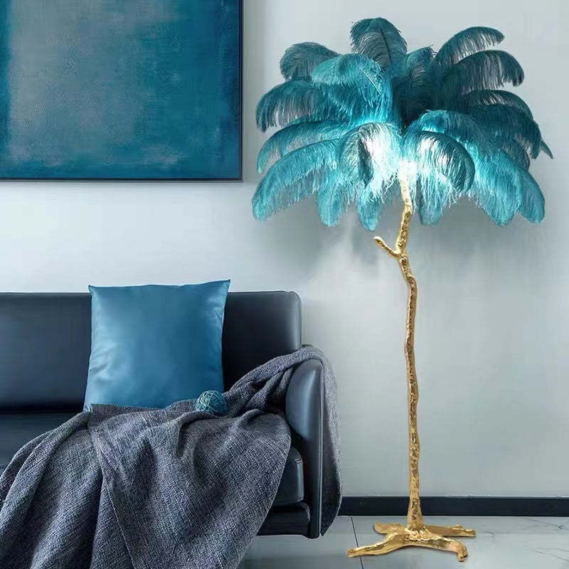 O'Moore Design LED Lampada da Terra Piuma Struzzo Lussa Soggiorno/Camera da Letto